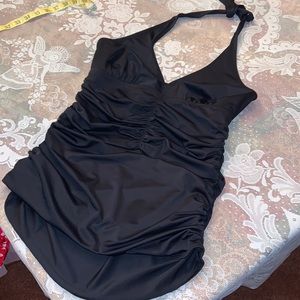 SPANX TANKINI top size 10 slimming halter tie neck
